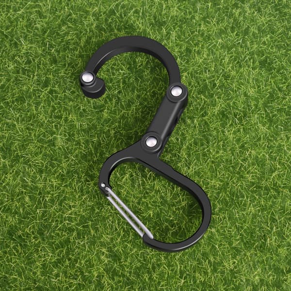 Svart 2-pack D-typ multifunktionell roterande spänne karbinhake utomhus