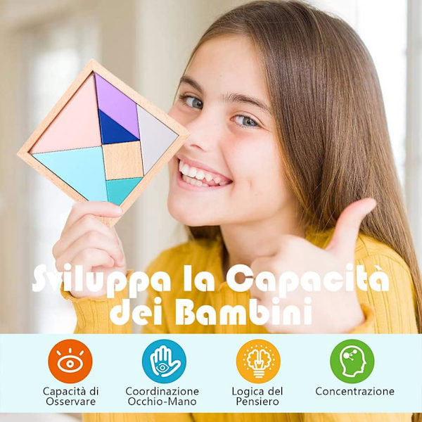Logikspel Pussel Träblock Pussel 7 PCS Trä Tangram Hjärna