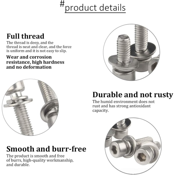 M4*16*9 25 st insexskruvar - 304 rostfritt stål Pan Head Hexagon So