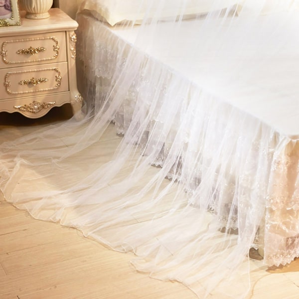 (Hvit) Dome Myggnetting, Elegant Blonder Prinsessehimmel Sengetøy w