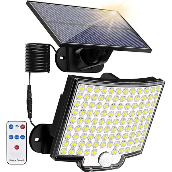 106LED Solcellelampe 4 Tilstande IP65 5M Bevægelsessensor - 1 Pakke