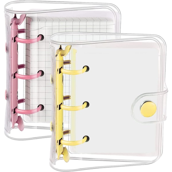 Transparent notesbog, ringbind, 2 sæt mini ringbind 3 ring