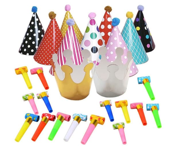 Fødselsdag Hat, 25 stk. Børnefødselsdag Hat Kit, Fancy Briller, Banner