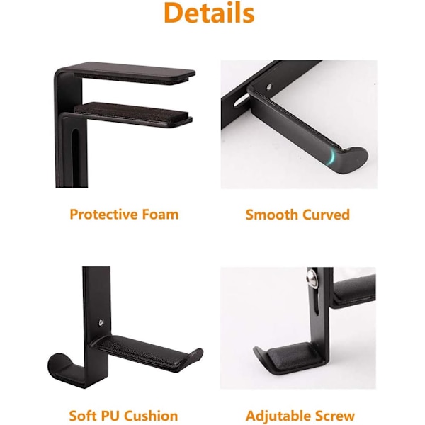 Spillhodeholder for gaming - Svart - Krokholder - Justerbar - Skrivebord