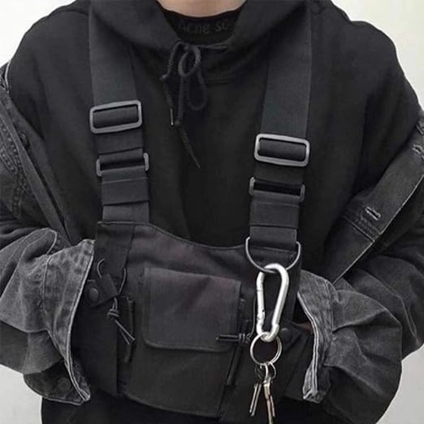 Musta olkalaukku rintalaukku Hip Hop Streetwear Miesten toimiva