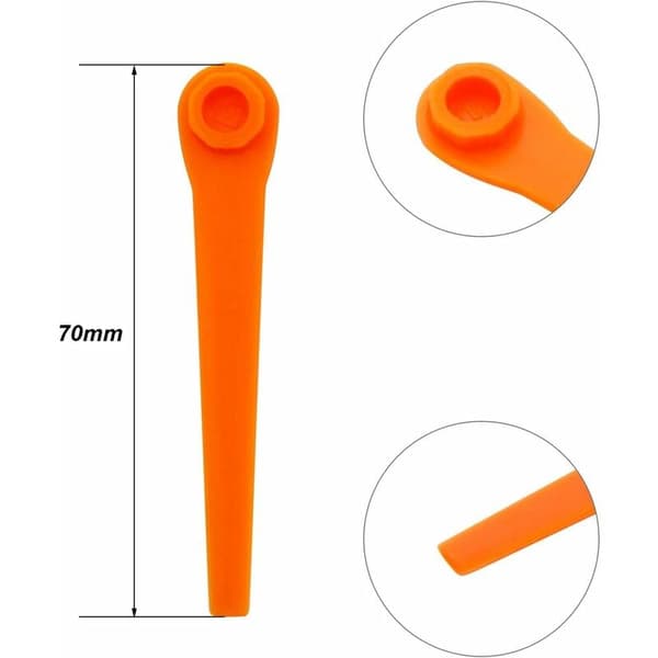 100-pack 70 mm plastutbytesblad för Gardena 9823 9825 98