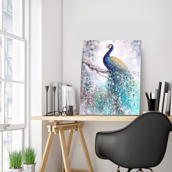 (40 x 50 cm) DIY-neliötimanttimaalaus täydellinen pora 5D neliötimanttimaalaussarja aikuisille Peacock Square Rhinestone -kirjonta lapsille aloittelijoille taiteellinen lahja seinäkoriste