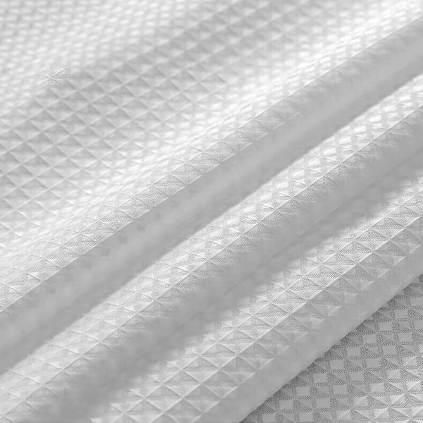 Præget bruseforhæng, 220x200CM (hvid) med metalring, Milde