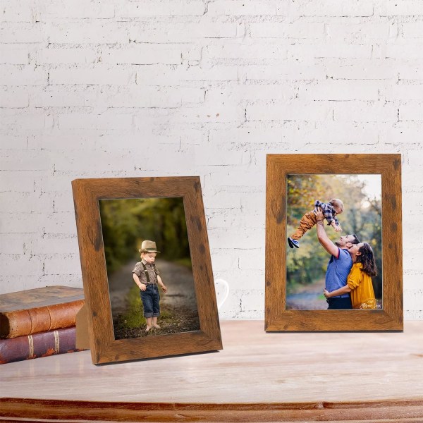 Set med 3 fotoramar i 4x6'' rustikt trä på 10x15 cm med glas