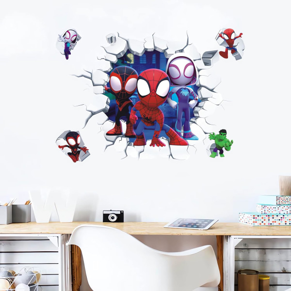 3D-effektklistremerke Spiderman Ultimate veggklistremerke for barn
