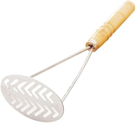 Kartoffelmoser i rustfrit stål med træhåndtag (26 * 10 CM) - K