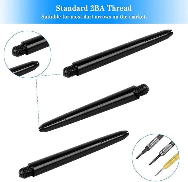 100 stk 2BA sorte dartpiler 48mm (sorte) Medium Dart Shaft Rake S
