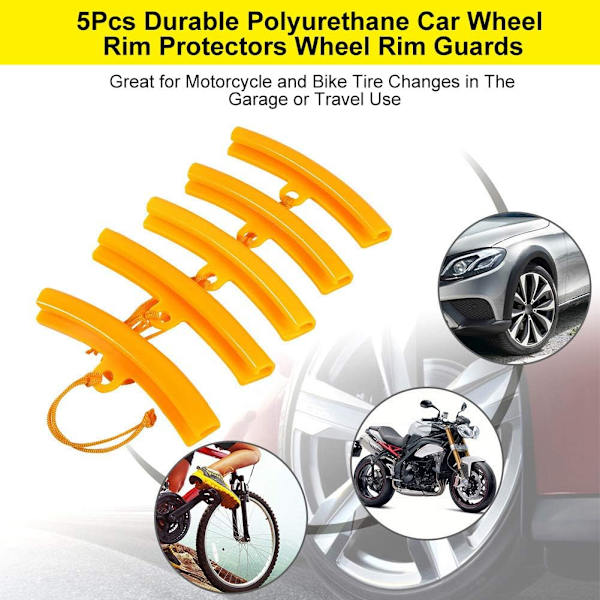 5PCS Felgbeskyttelse (Oransje), Dekkbeskytter Felgkantsbeskytter Dekkbeskyttere for Montering Dekk Demontering Motorsykkel Bil Sykkel Oransje Gul Felgdeksel Verktøy 15cm