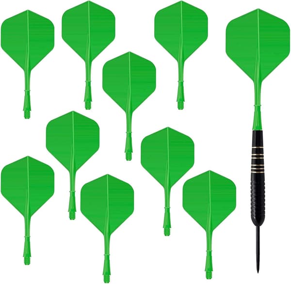 Matte Grøn 9 Dele Ét Stykke Pile og Flights Dart Tilbehør