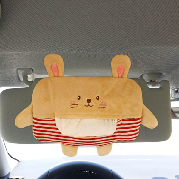 Visor Tissue Holder, Cartoon Car Tissue Box, Soft Plush Tissue, C
