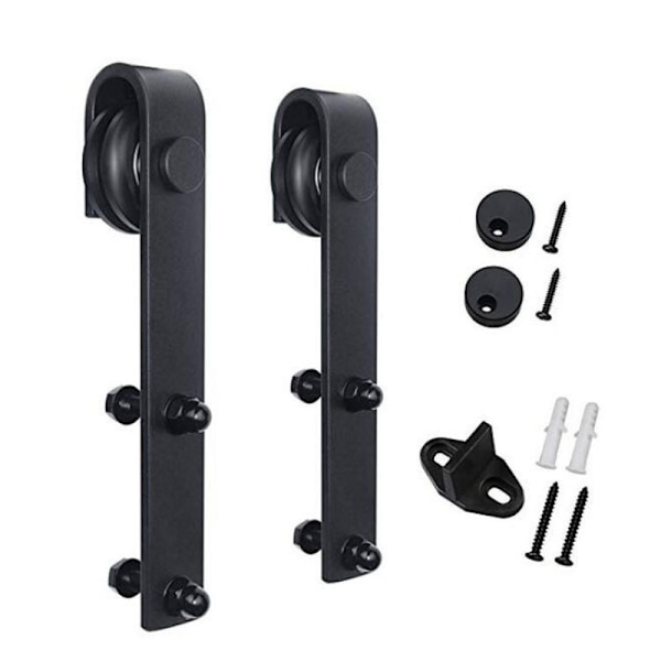 Skydedør Hardware Track Kit, Enkelt Skydedørssystem, Sort