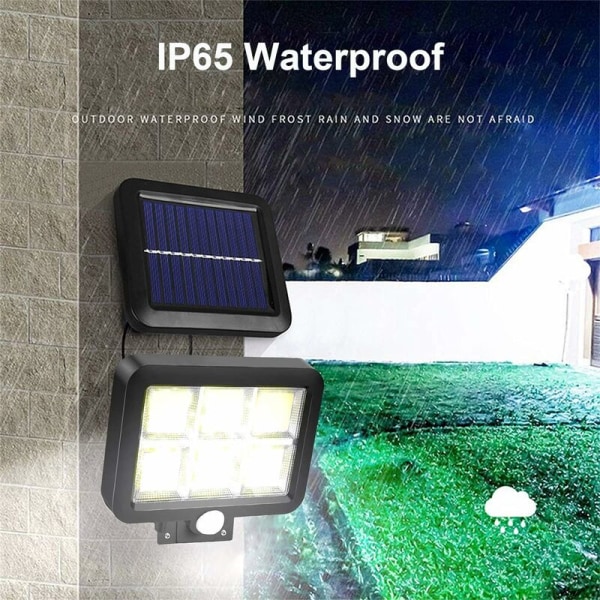 Kraftfull utomhus sollampa med rörelsesensor 120 LED vattentät