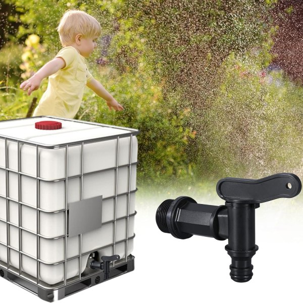 Plasttank-kran, 3/4\" IBC-vanntankadapter, vanningskran