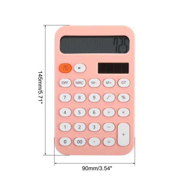 Rosa skrivbordsräknare, 12-siffrig stor LCD-skärm Standardfunktioner