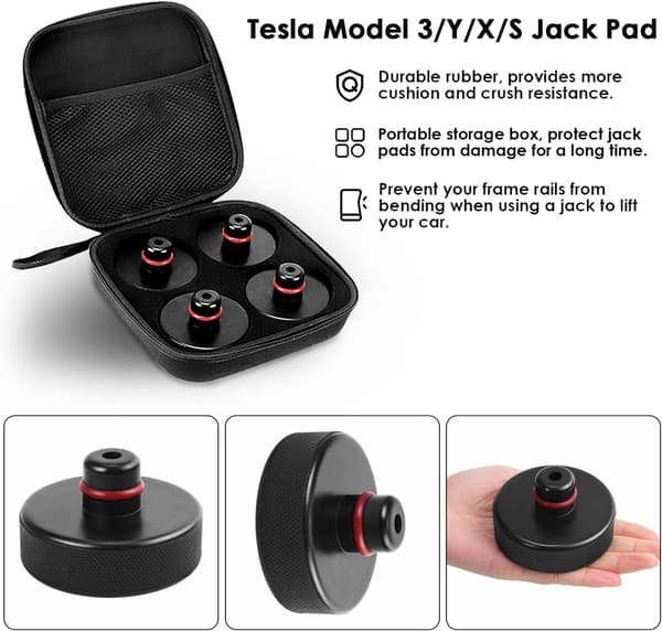 Gummi Jack Rest för Tesla Model 3/Y/S/X, 4 tillbehör för Tesla