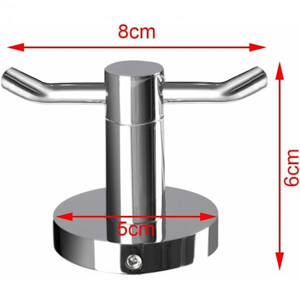 Sett med 2 moderne veggkroker i polert krom, solid messing, dobbel slep