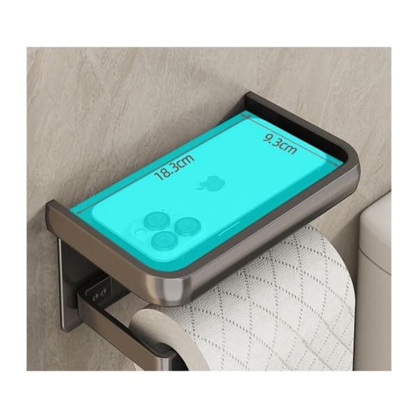 Sort-Toiletpapirholder-Ingen boring-1 stk.-Dobbelt brug