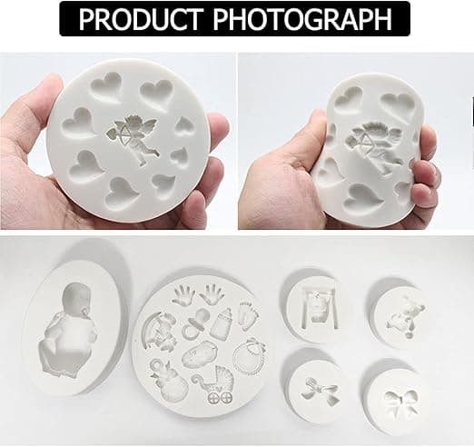 7 stk. Fondant Silikon Slikforme, 3D Sovende Baby Sukkerhåndværk