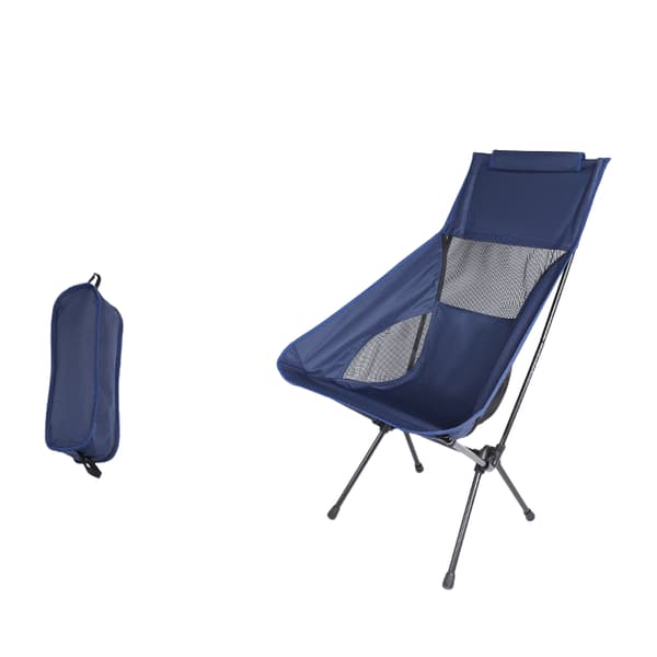 1 stk. bærbar campingstol (marineblå), ultralet netstol, udendørs