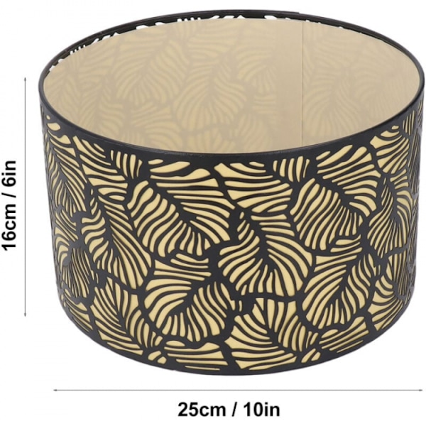 E27 E14 Svart Hul Metall Lampeskjerm med Gult Fôr, Metall Ta