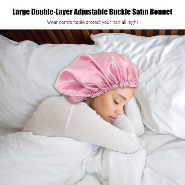 3 stk rosa satenghette silkehette for sovende hårhetter for