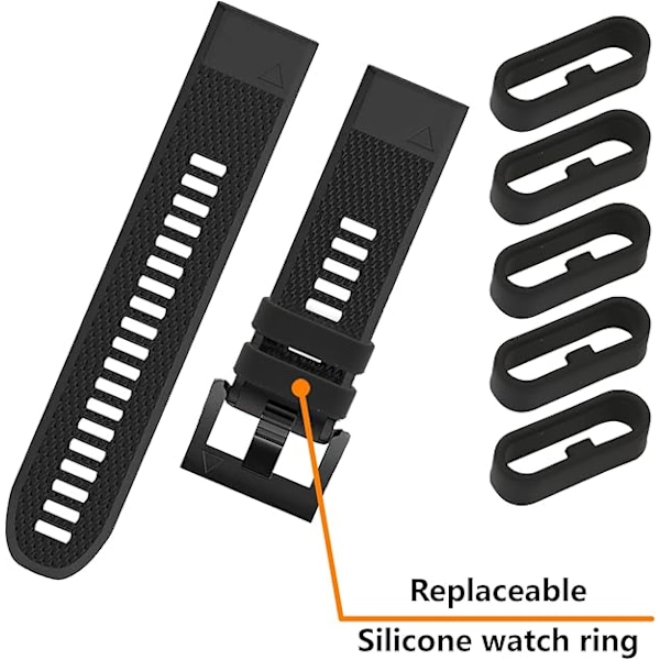 6 st Garmin klockring Smart Watch silikonbandöglor, gummibandöglor, Garmin klockarmband ersättningsringar, 18 mm