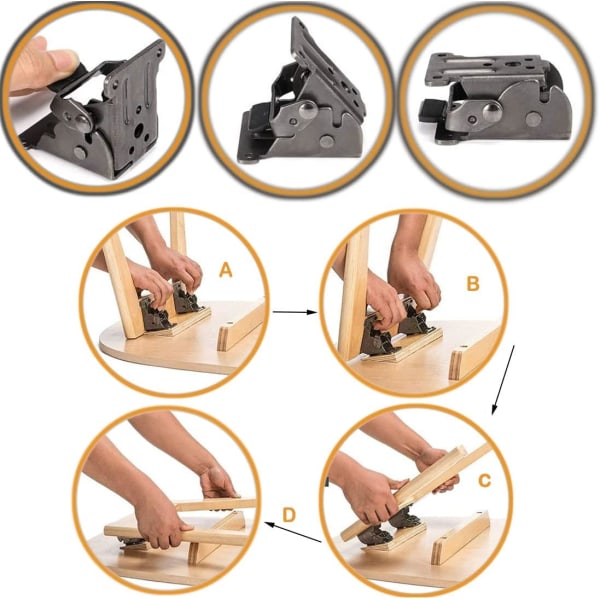 Folding Hinge Table Leg med 20 skruer, Folding Lock, Folding Console Table Leg Bracket for Folding Hinge i mørk bronse stål (2stk)