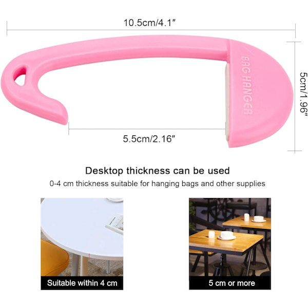 4 Pakk Veske Kroker for Skrivebord, Bærbare ABS Veske Hengere Veske Kroker for Kvinner Henger på Skrivebord i Kafé eller Bibliotek