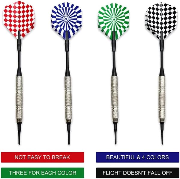 Plastspets Dart, 12 st Mjuka Spets Dart Set med 100 st Spetsar Repl
