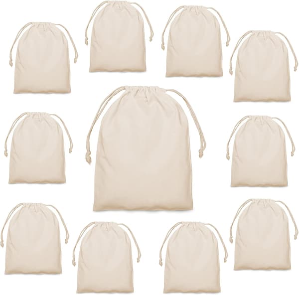 25 x 30 bomullstygsäckar Set om 10 stycken - dragskoväskor brödväskor