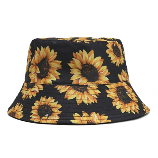 Sort Dame Dou Hat Dobbeltsidet Solhat Reverserbar Blomsterprint