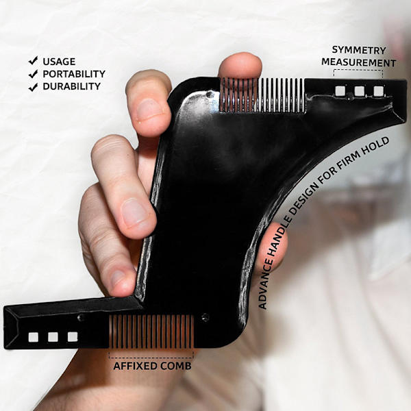 Svart 4-pack Beard Shaper Man Beard Shaping Tool Transparent