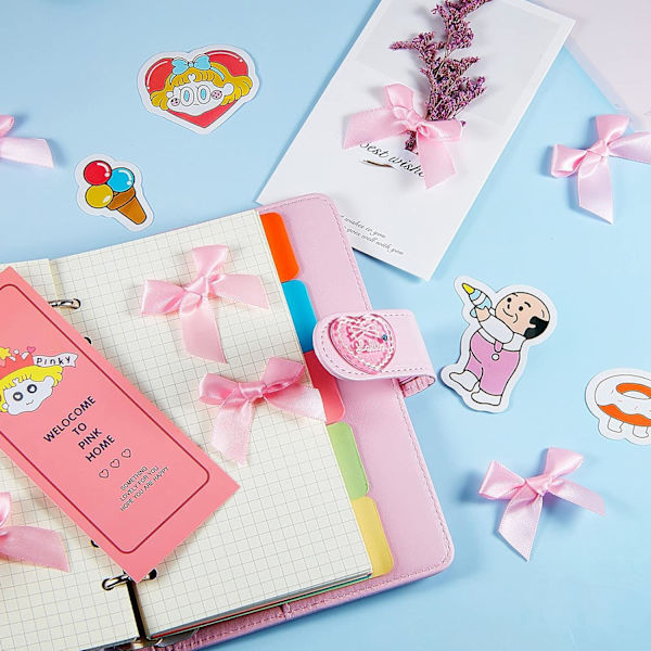 24 självhäftande satinslöjfbågar för DIY-hantverk Valentin