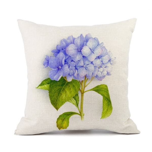 Set om 4 45 x 45 cm linnekuddfodral med utomhusblommig design