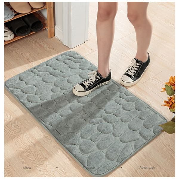 Præget Pebble gulvmåtte, absorberende skridsikker gulvmåtte til badeværelse (grå, 40x60cm)