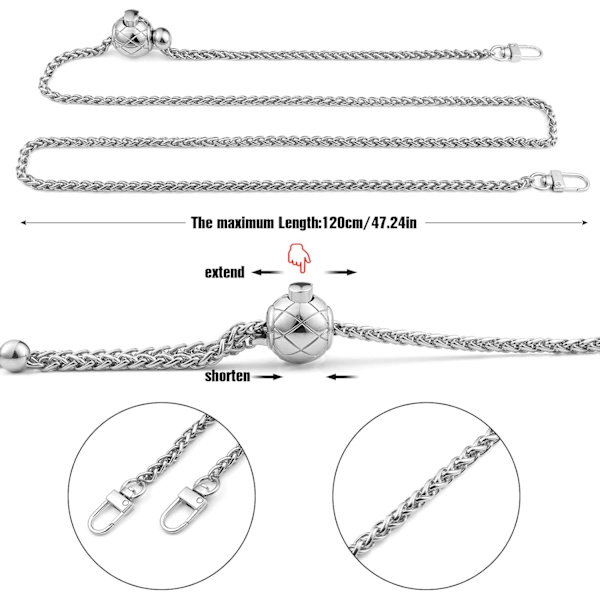 Silver-1pc (Justerbar längd 50-130cm) Damväskor bagageåtkomst