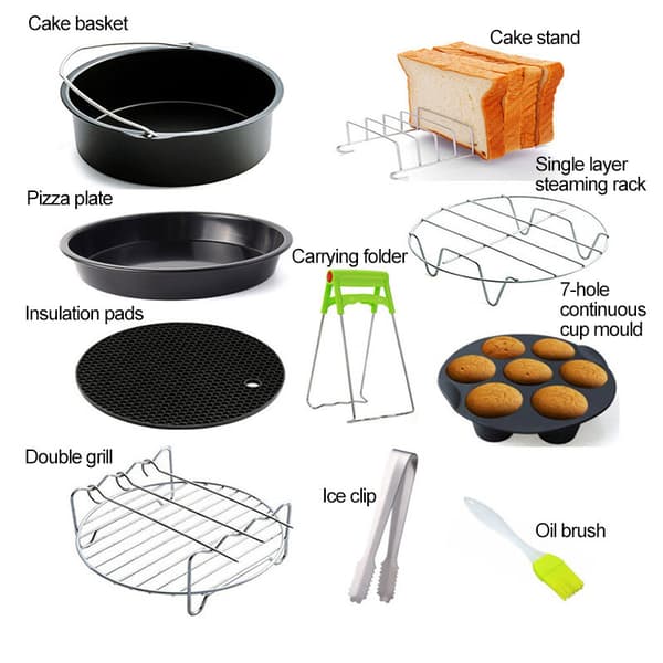 Airfryer-tilbehør (10 sett) - 6 tommer, Airfryer-tilbehør, s