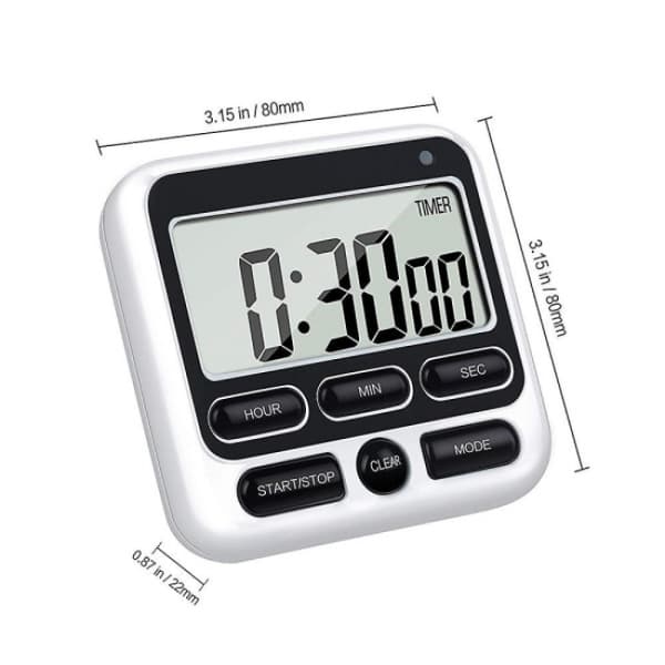 Kök digital timer med tyst/hög larmbrytare 24 timmars klocka