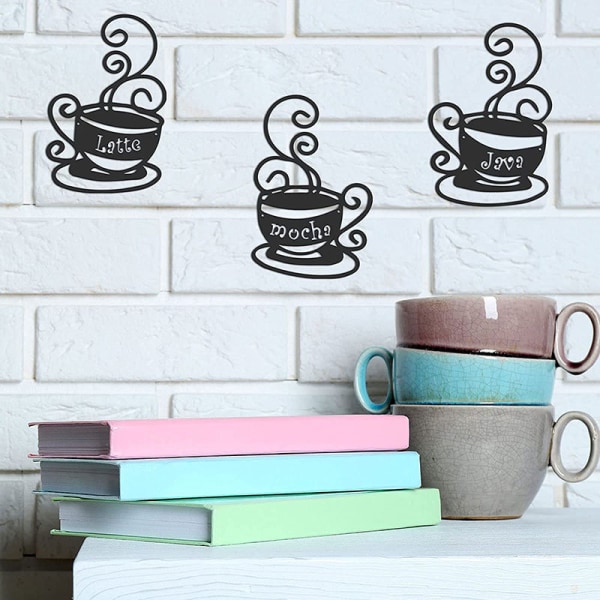 3 delar kaffekopp metall väggdekor med elegant "Mocha" Latte "