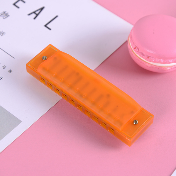 Färgglad munspel med 10 hål i plast (orange) leksaksinstrument