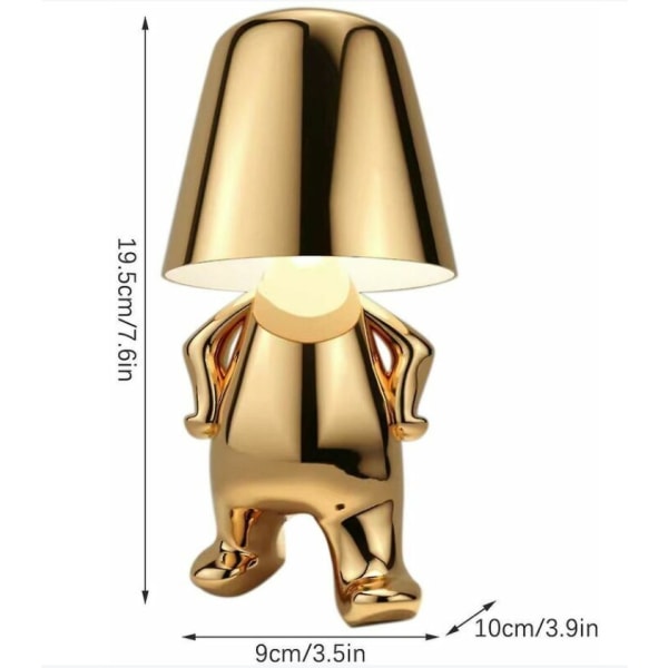 Thinker Lille Gyldne Bordlampe Genopladelig Harpiks Bordlampe til Soveværelse