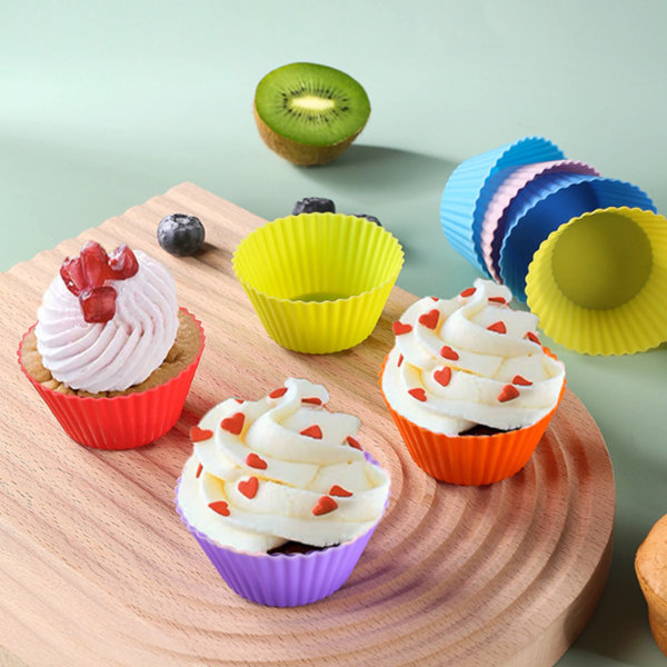 Sett med 6 Rainbow Silikon bake-muffinsformer