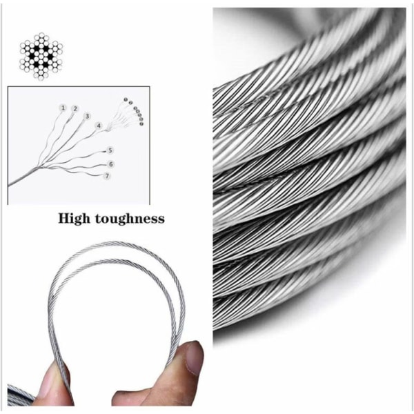 Rustfrit stålkabel, rustfrit ståltov til ophængning, udendørs