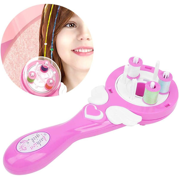 Elektrisk hårfrisör (rosa) Bärbar leksak Twist Braider Styling Tools för små flickor DIY Automatisk hårfrisör