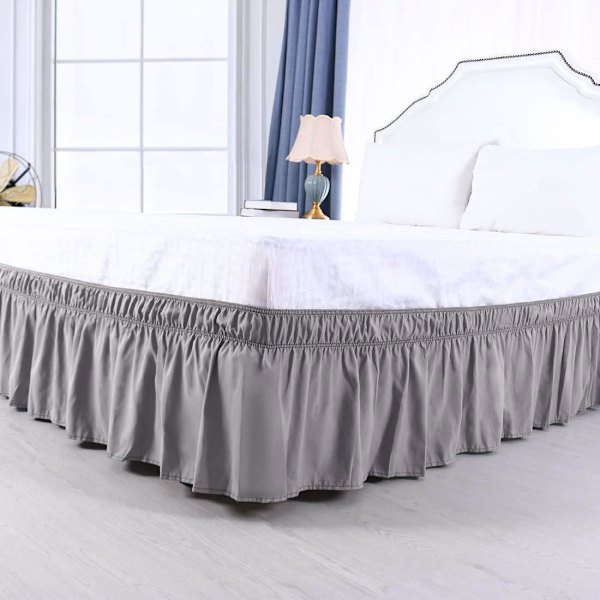 Børstet polyester sengeskørt 150x203cm Tre sider stræk D